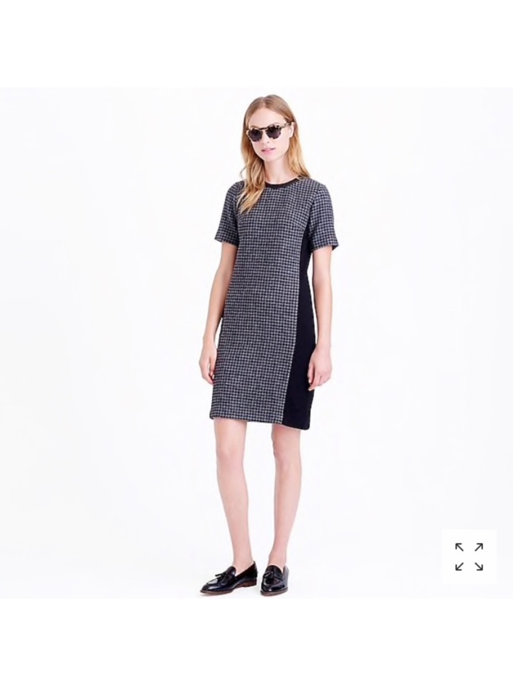 J. Crew Black and White Houndstooth Shift Dress